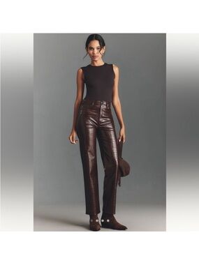 PISTOLA Cassie Faux Leather Croc Straight Leg, Size: 31